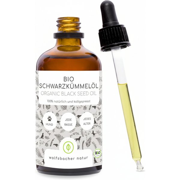 100ml Wolfsbacher Natur biologische zwarte komijnzaadolie supplement voor honden