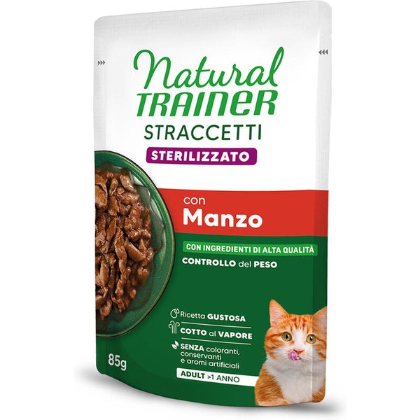 Natural Trainer Straccetti Adult Sterilised tiras en salsa 24 x 85 g - Vacuno