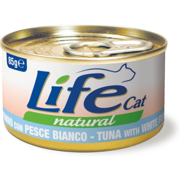 Voordeelpak: 24x85g Life Cat Natural adult tonijn met witvis nat kattenvoer