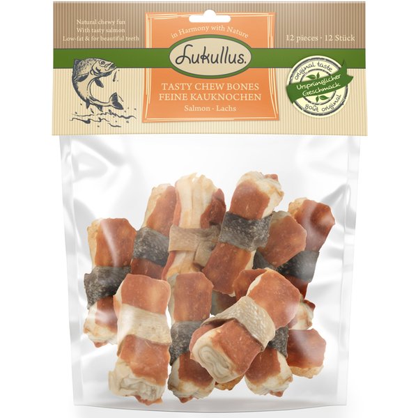 Lukullus ossos recheados para cães - Pack económico - Salmão (36 x 5 cm)
