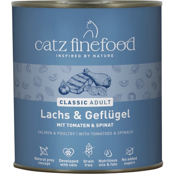 catz finefood Blik 6 x 800 g Kattenvoer - Zalm & Gevogelte