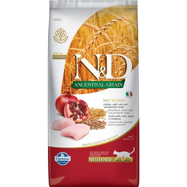 5kg Farmina N&D Cat Ancestral Grain Neutered Kip & Granaatappel Droogvoer voor katten