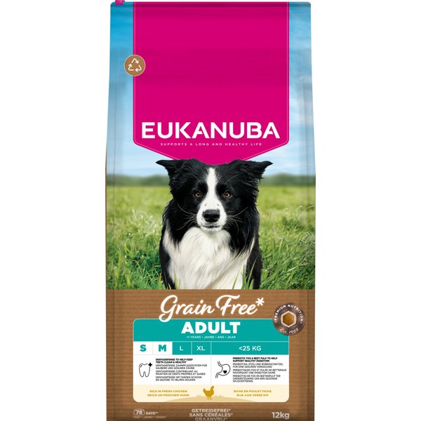 Eukanuba Grain Free Adult Small & Medium con pollo - 12 kg
