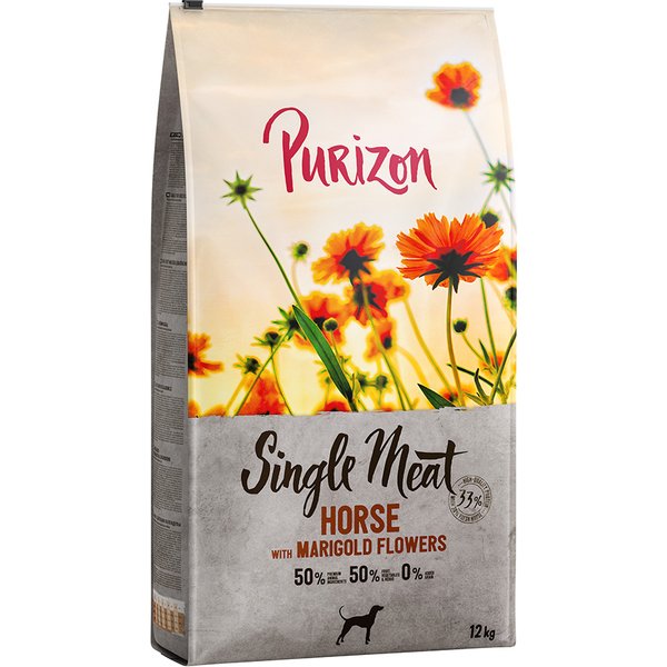Purizon Single Meat Adult cavalo com batata-doce e flor de calêndula - 12 kg