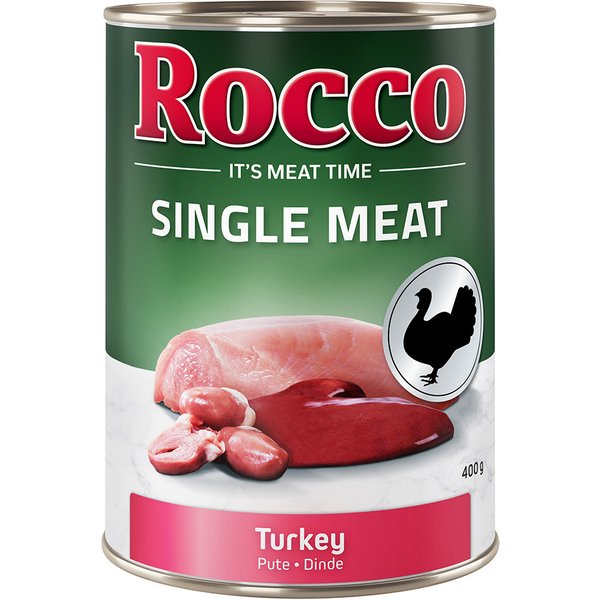 Voordeelpakket Rocco Single Meat 24 x 400 g Hondenvoer - Kalkoen