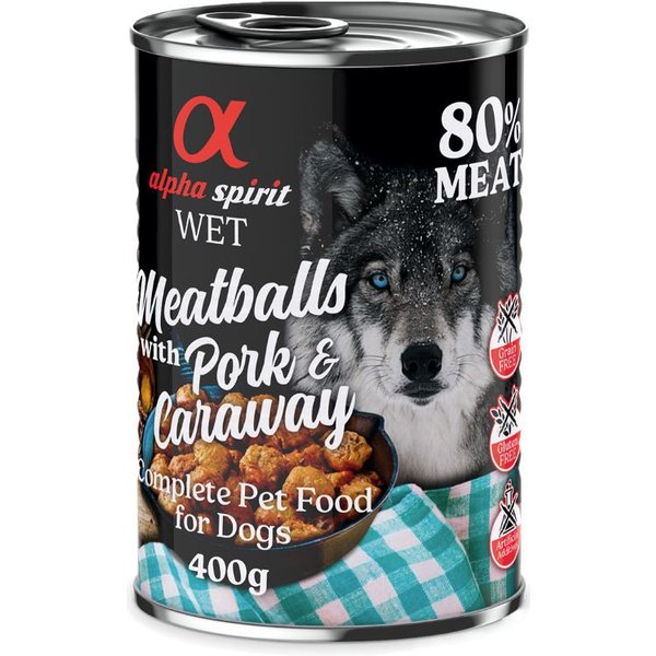 Alpha Spirit Albóndigas para perros 6 x 400 g - Cerdo y comino