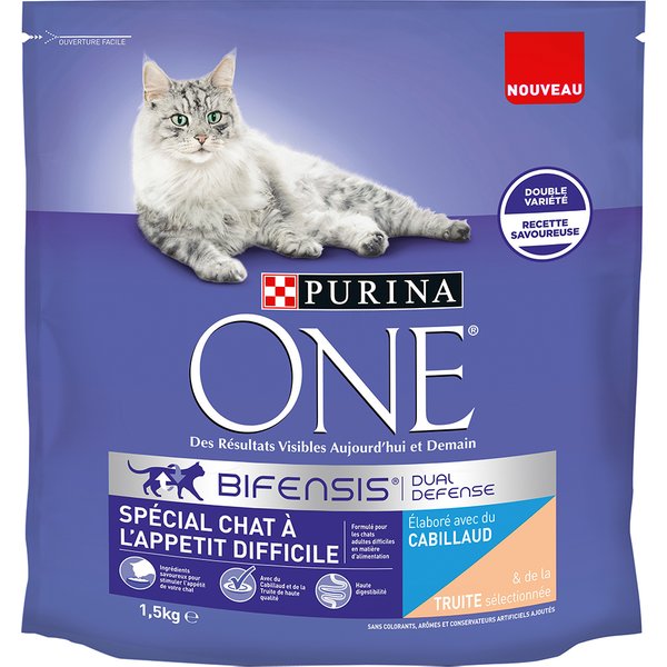 1.5 kg Purina One Selective Palate Kabeljauw & Forel droog kattenvoer