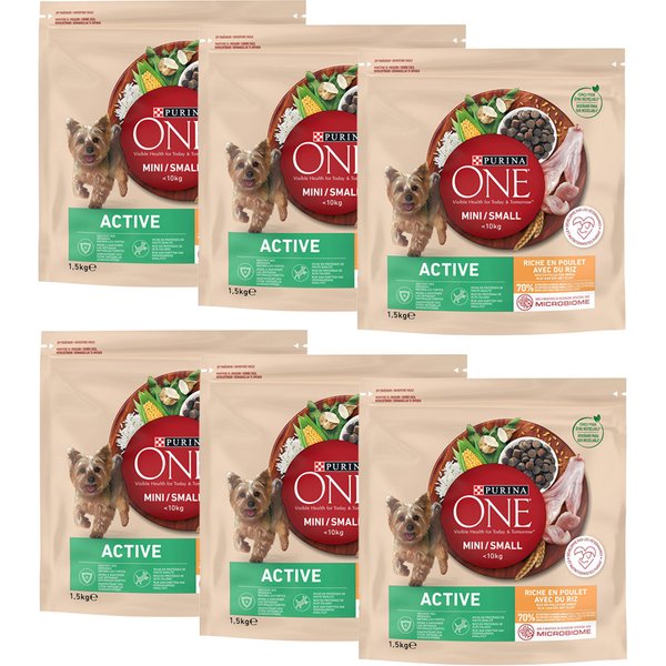 PURINA ONE Mini Active pollo y arroz - 9 kg (6 x 1,5 kg)