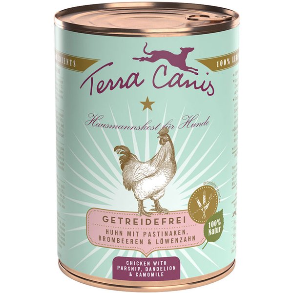Voordeelpakket Terra Canis Graanvrij 12 x 400 g - Kip met pastinaak, paardenbloem & bosbessen