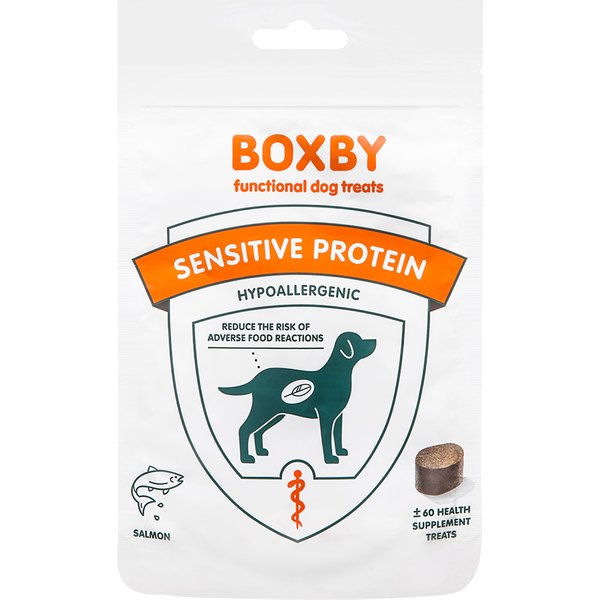 Boxby Sensitive Protein snacks funcionais para cães - Pack económico: 3 x 100 g