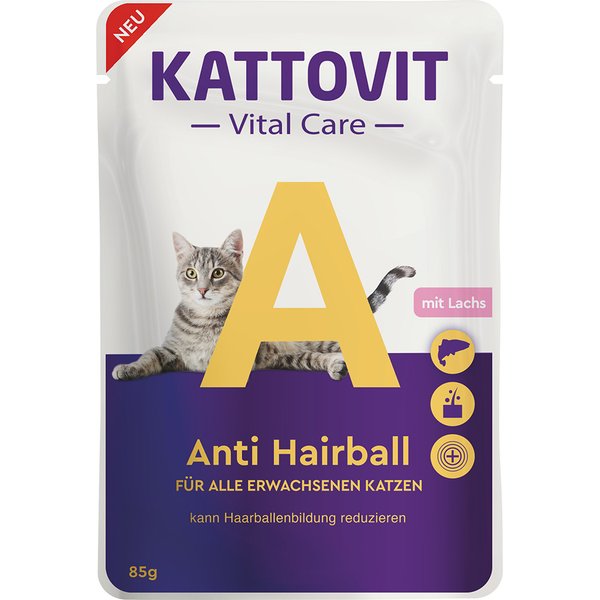 12x85g Kattovit Vital Care Anti Hairball met Zalm nat kattenvoer