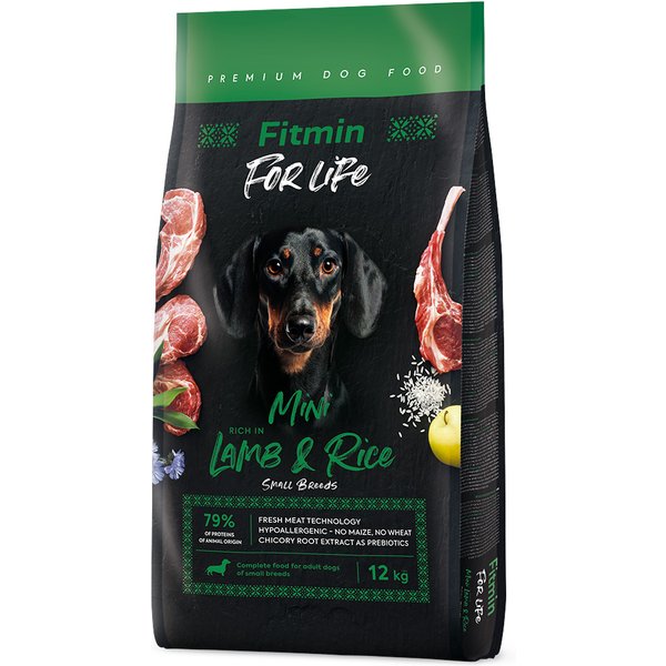 12kg Fitmin Dog For Life Mini, lam en rijst droog hondenvoer