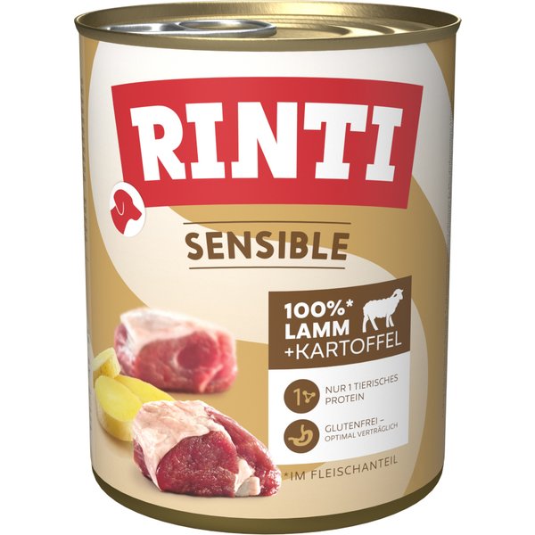 RINTI Sensible 12 x 800 g - Pack económico - Cordeiro e batata
