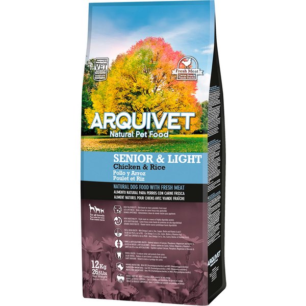 12kg Arquivet Dog Senior & Light droogvoer met kip
