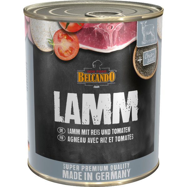 6x800g Super Premium Lam met rijst & tomaten Belcando Hondenvoer
