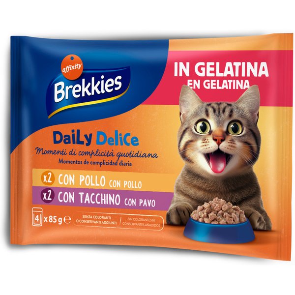 Brekkies Daily Delice 24 x 85 g - pack económico - Frango e peru em geleia
