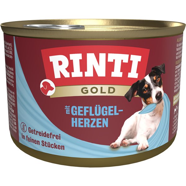 24 x 185 g Rinti Gold Hondenvoer - Gevogeltehart