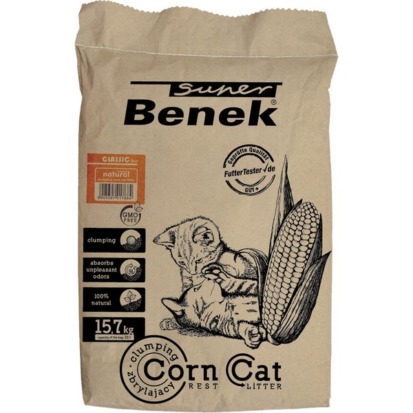 Super Benek Corn Cat Natural arena vegetal aglomerante - 25 l (15,7 kg aprox.)