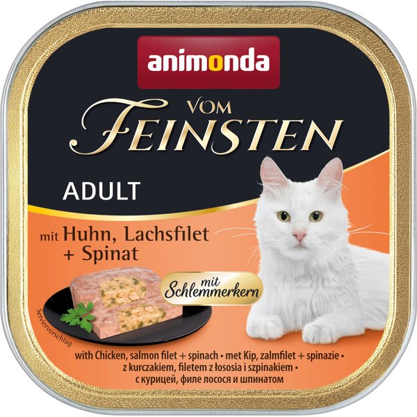 6x100g Adult met Smulvulling Kip, Zalmfilet & Spinazie animonda Vom Feinsten Kattenvoer