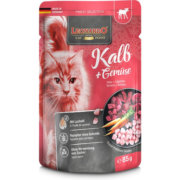 32x85g Finest Selection Zakjes Kalf & Groente Leonardo Kattenvoer