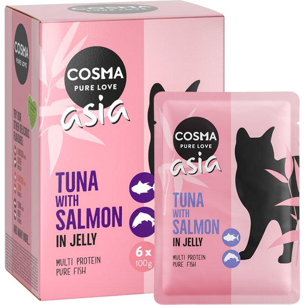 6x100g Tonijn met Zalm Thai/Asia Cosma Kattenvoer
