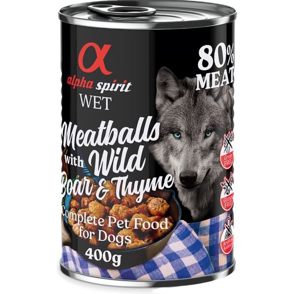 6x400g Alpha Spirit Hondengehaktballen Wild Zwijn & Tijm
