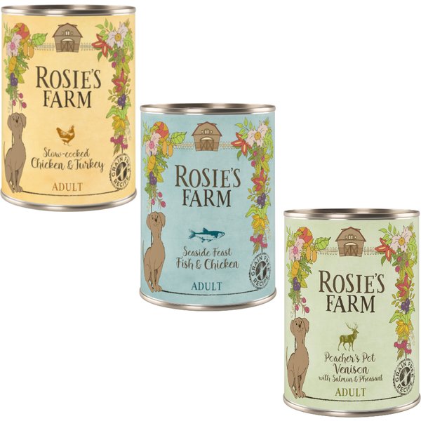 Voordeelpakket Rosie's Farm Adult 24 x 400 g Hondenvoer - No. 2 Mix (Kip, Wild, Vis)
