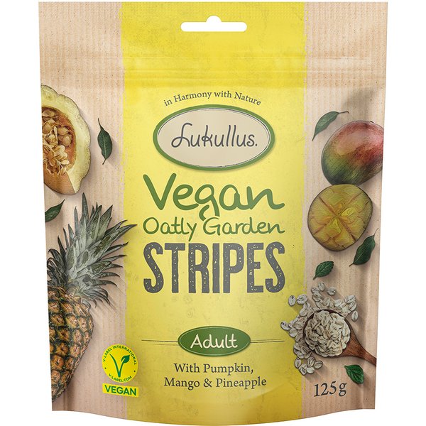 Lukullus Vegan Stripes com abóbora, manga e ananás - Pack económico: 3 x 125 g