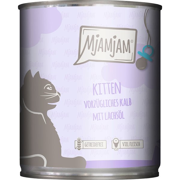 MjAMjAM Kitten 6 x 800 g - Exquisita ternera con aceite de salmón