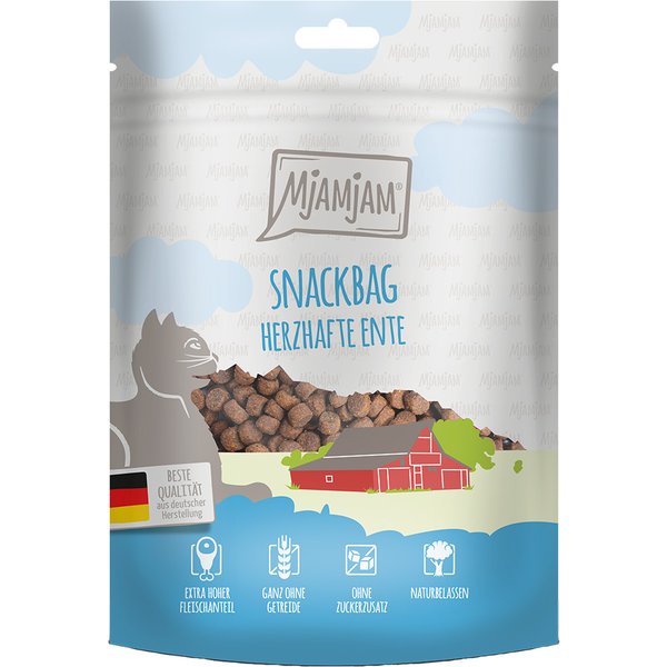 4x 125g MjAMjAM Snackbag Hartige Eend Kattensnacks