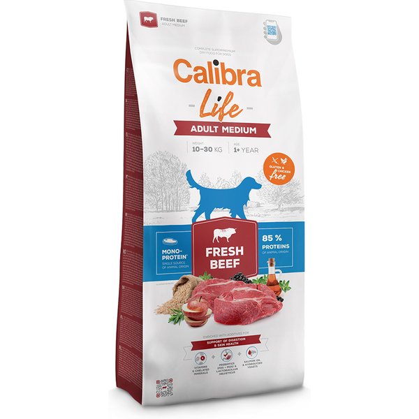 Dubbelpak: 2x12kg Calibra Life Adult Medium Breed met vers rundvlees hondenvoer droog