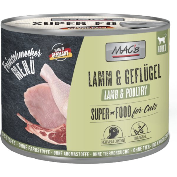 MAC´s Cat Feinschmecker 6 x 200 g - Cordeiro e aves