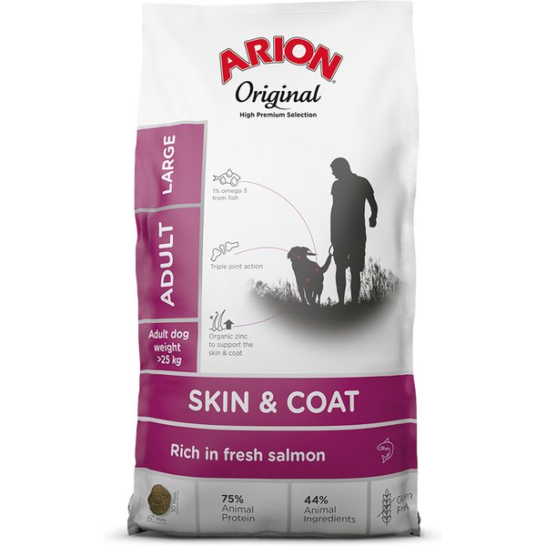 12kg Arion Original Skin & Coat Large Breed Zalm hondenvoer droog