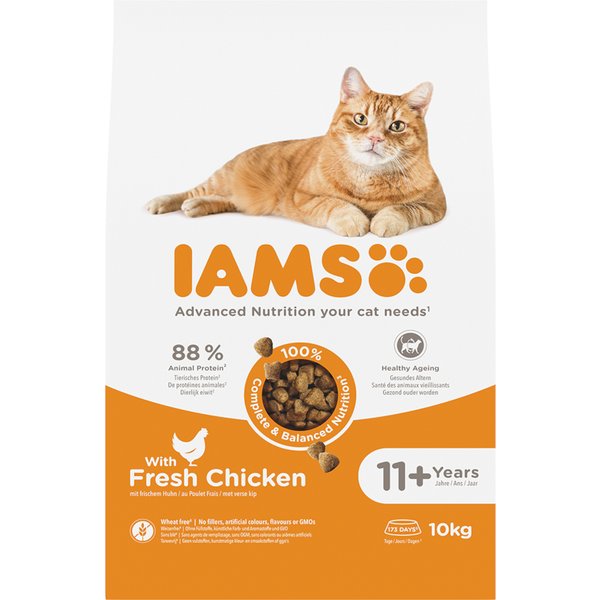 Dubbelpak: 2x10kg IAMS Advanced Nutrition Senior droogvoer voor katten 11+ met kip