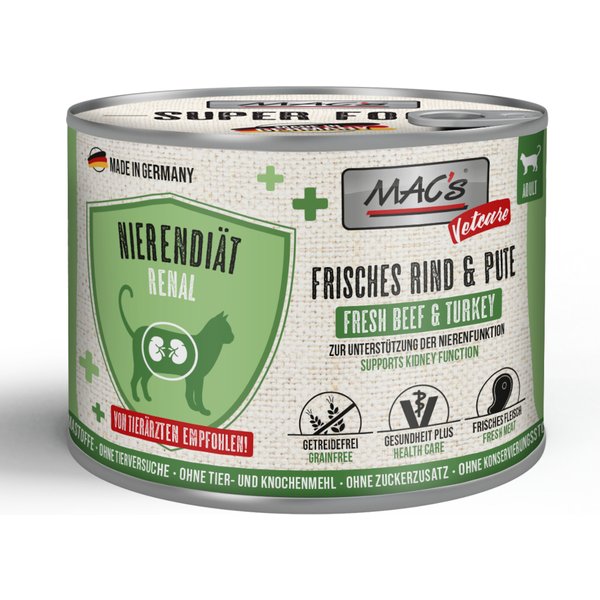 MAC's CAT Vetcare Dieta para os rins 6 x 200 g - Vaca e peru