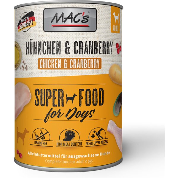 MAC's Adult Superfood 12 x 400 g - Pack Ahorro - Pollo y arándanos