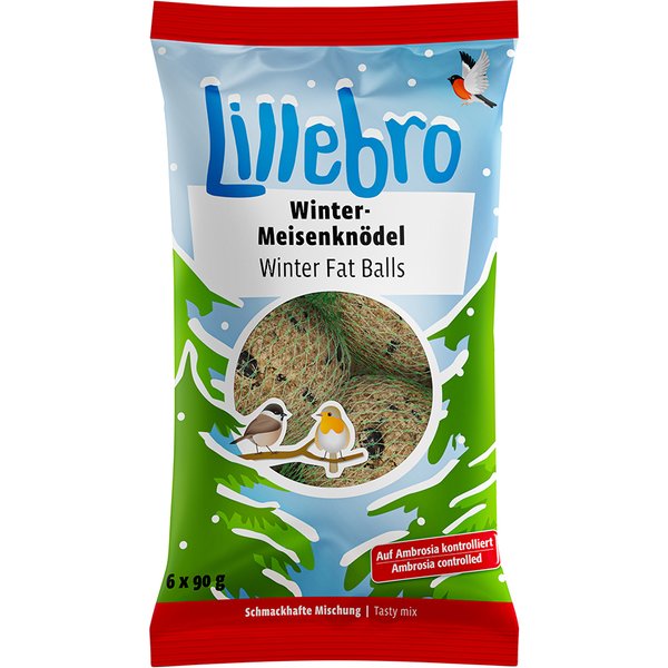 Lillebro bolas de gordura para o inverno comida para pássaros - Pack económico: 30 unidades (90 g cada)