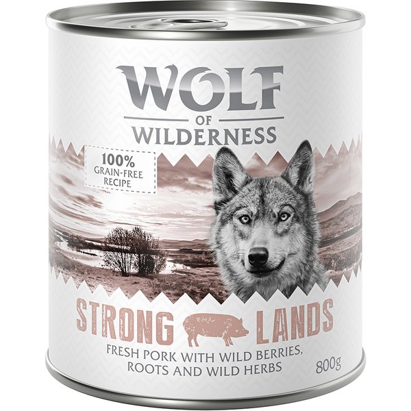 24x800g Strong Lands Varken Wolf of Wilderness Hondenvoer