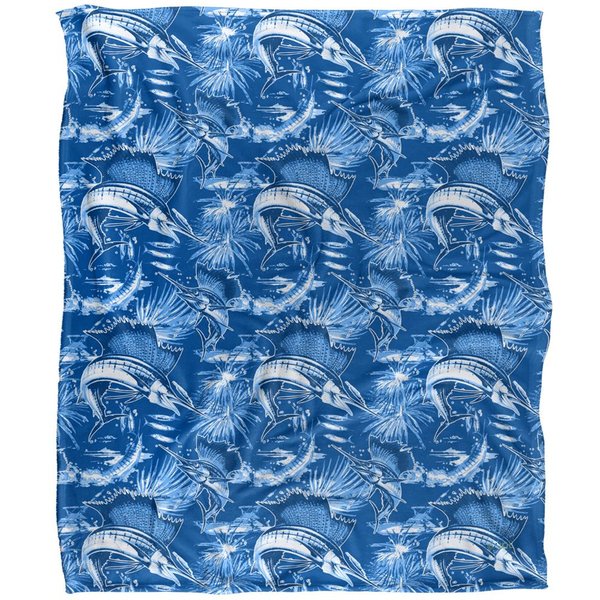 JQ Licensing Jl-Jp-Jq Sailfish Tiki Fishing Pattern 2 Silky Touch Super Soft Throw Blanket 152 X 127 cm in White