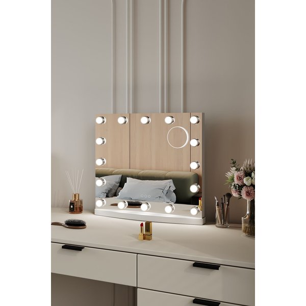 H&O Direct Hollywood LED Lighted Cosmetic Mirror in White
