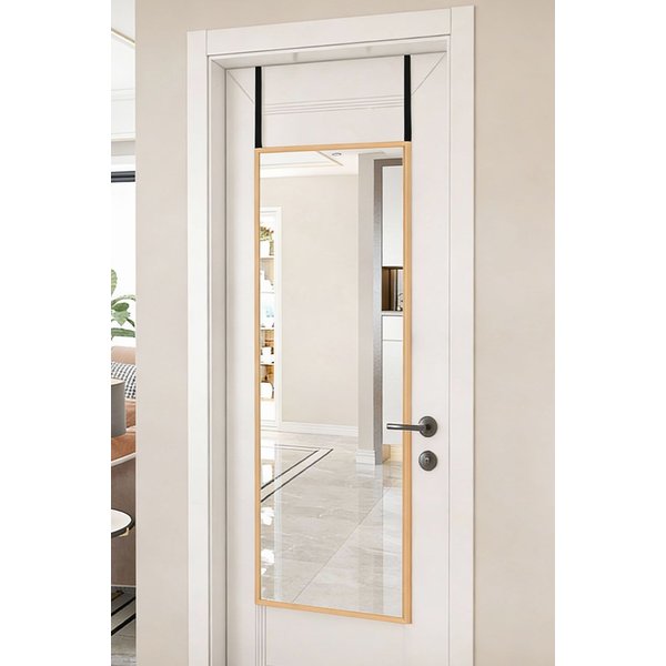 Living and Home 28cm W x 78cm H Gold Metal Frame Wall Mounted Door Mirror | Size: 28 cm W x 78 cm H
