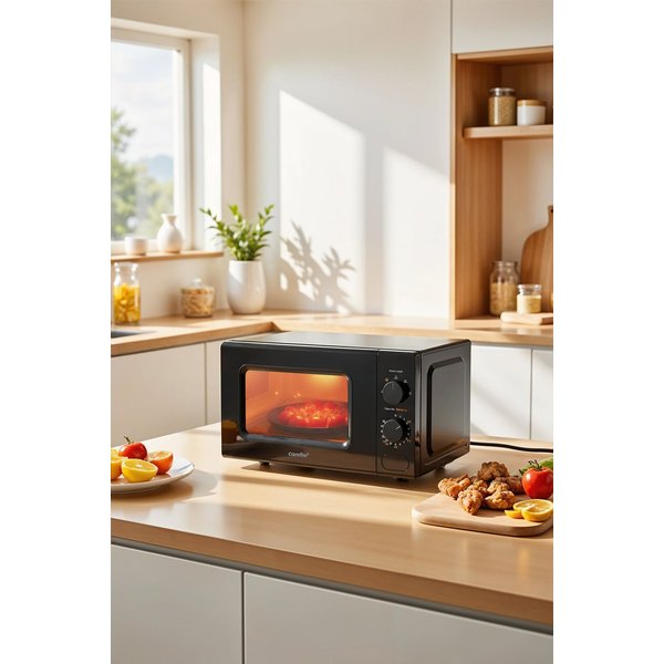 Living and Home 700w 20L Microwave Oven With 5 Cooking Power Levels, Quick Defrost Function, And Kitchen Manual Timer in Black