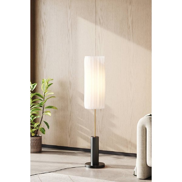 Living and Home Simple Retro Floor Lamp with Fabric Lampshade