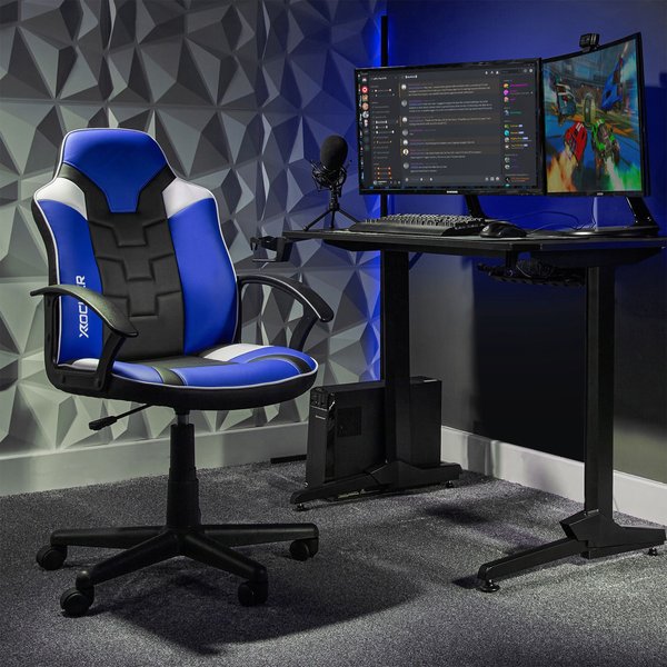 X Rocker Saturn Ergonomic Mid Back PC Gaming Chair with Swivel Base in Blue