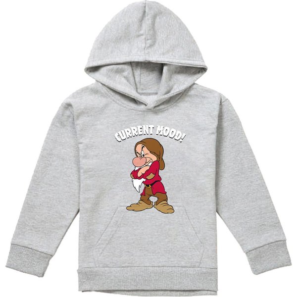 Snow White And The Seven Dwarfs, Current Mood, Grumpy Youth Kids Pull-Over Hoodie, Athletic Heather in Grey | Size: 12-13 Years
