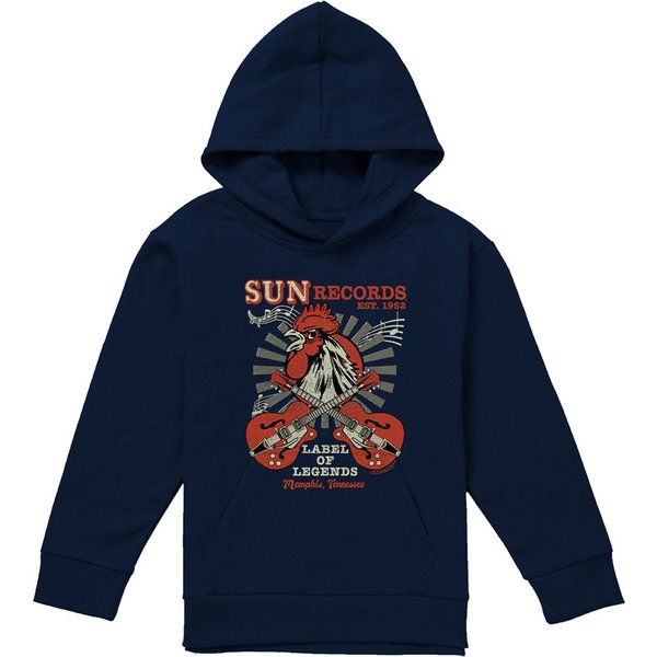 Sun Records Label Of Legends Youth Kids Pull-Over Hoodie, Navy | Size: 5-6 Years