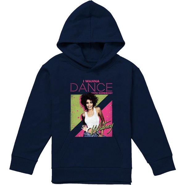 Whitney Houston I Wanna Dance Youth Kids Pull-Over Hoodie, Navy | Size: 9-11 Years