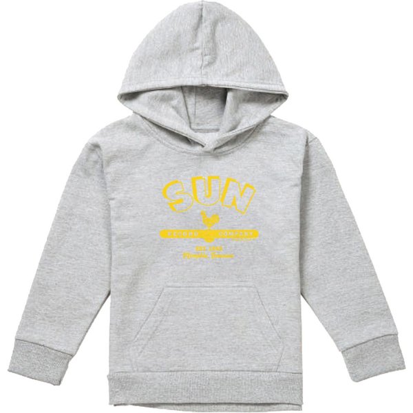 Sun Records Simple Sun Logo Youth Kids Pull-Over Hoodie, Athletic Heather in Grey | Size: 12-13 Years