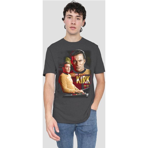 Star Trek Captain Kirk-Adult Heather, Black in Charcoal | Size: 3XL