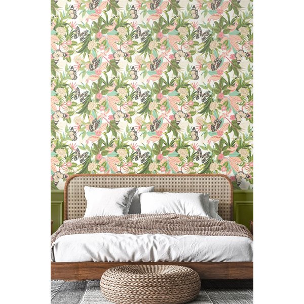 Hoopla Walls Paradise Matt Wallpaper in Light Pink